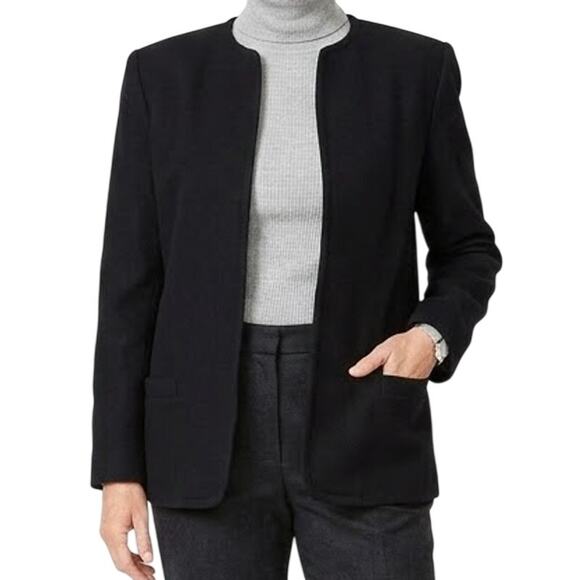 Talbots Jackets & Blazers - Vintage 80s Talbots Black 100% Wool Open Blazer Size 10 Lined Shoulder Pads